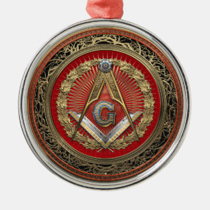 [200] Master Mason - Gold Square & Compasses Ornament Aus Metall