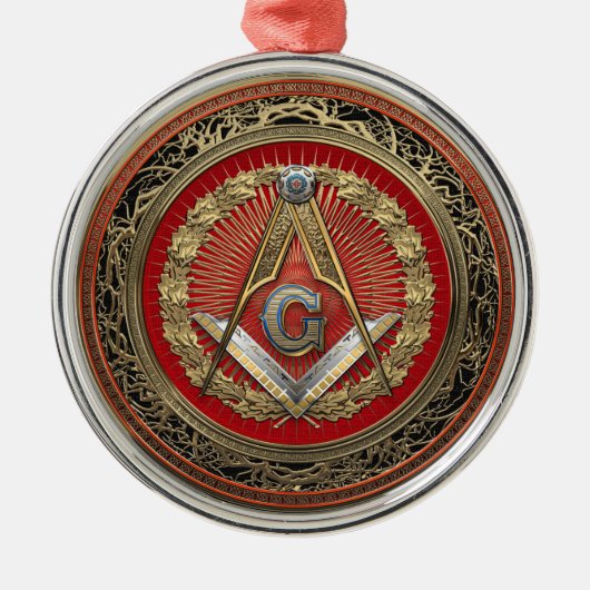 [200] Master Mason - Gold Square & Compasses Ornament Aus Metall (Vorne)