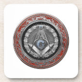 [200] Master Mason - Silver Square & Compasses Getränkeuntersetzer (Vorderseite)
