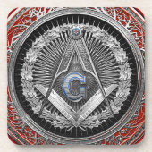[200] Master Mason - Silver Square & Compasses Getränkeuntersetzer (Vorderseite)