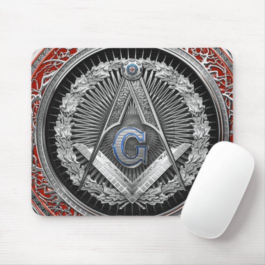 [200] Master Mason - Silver Square & Compasses Mousepad (Mit Mouse)