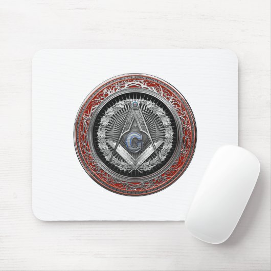[200] Master Mason - Silver Square & Compasses Mousepad (Mit Mouse)