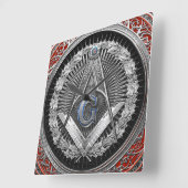 [200] Master Mason - Silver Square & Compasses Quadratische Wanduhr (Winkel)