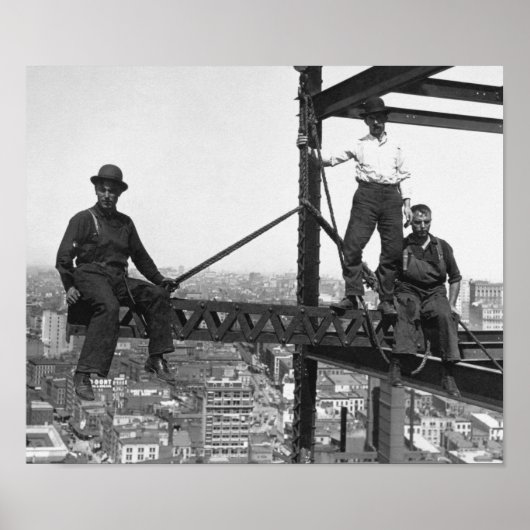 200 Meter über dem Boden - Wolkenkratzerbau - Poster (Vorne)