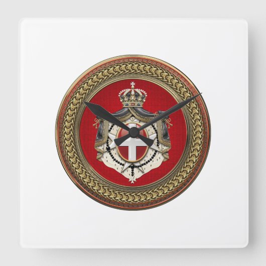 [200] Order of Malta - SMOM Coat of Arms Quadratische Wanduhr (Vorderseite)