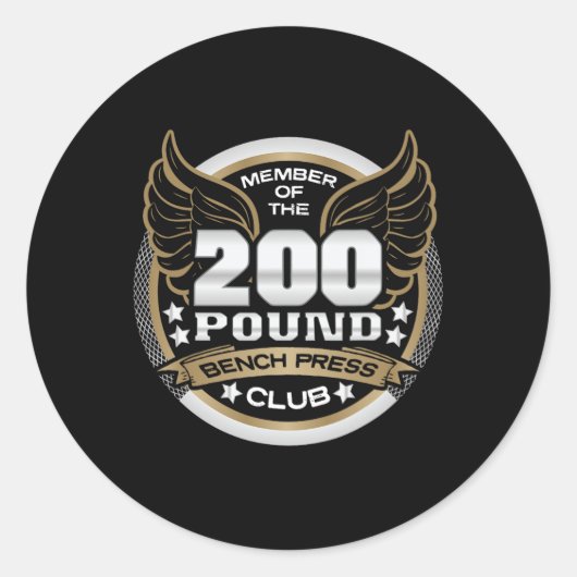 200 Pound Bench Press Club For Weightlifter Gym  Runder Aufkleber (Vorderseite)
