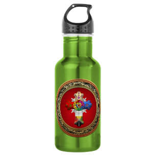 [200] Rosy Cross (Rose Croix) auf Red & Gold Edelstahlflasche
