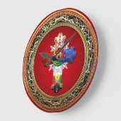 [200] Rosy Cross (Rose Croix) on Red & Gold Große Wanduhr (Winkel)