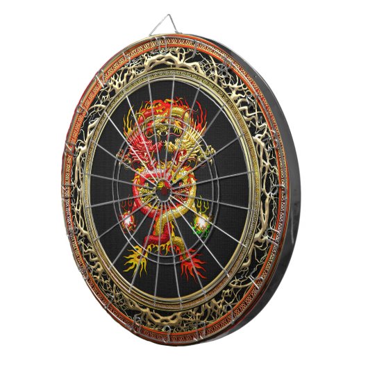 [200] Rote und Gelbe Drachen Dartscheibe (Vorderseite rechts)