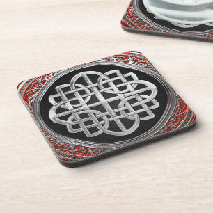 [200] Sacred Celtic Silver Knot Cross Getränkeuntersetzer