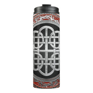 [200] Sacred Celtic Silver Knot Cross Thermosbecher