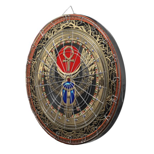 [200] Sacred Gold Egyptian Winged Scarab mit Ankh Dartscheibe (Vorderseite rechts)