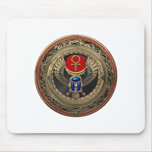 [200] Sacred Gold Egyptian Winged Scarab mit Ankh Mousepad