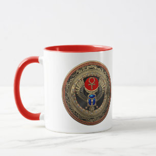 [200] Sacred Gold Egyptian Winged Scarab mit Ankh Tasse