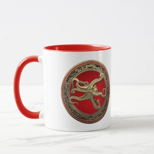 [200] Sacred Gold Octopus in Defensive Posture Tasse (Links)