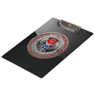 [200] Sacred Silver Egyptian Winged Scarab & Ankh Klemmbrett