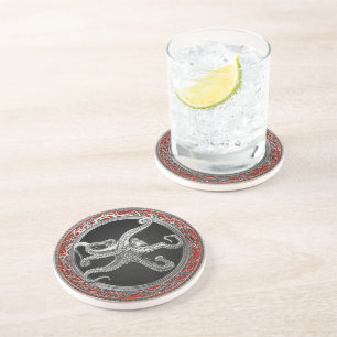[200] Sacred Silver Octopus in Defensive Posture Getränkeuntersetzer