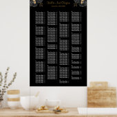 200 Schwarz-Gold-Blumen-Hochzeitskarte Poster (Küche)