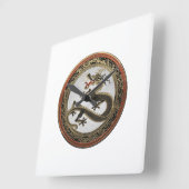 [200] Schwarzer und Gold Heiliger Ostdrache Quadratische Wanduhr (Winkel)