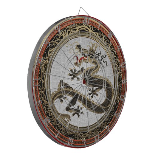[200] Schwarzer und Gold Heiliger östlicher Drache Dartscheibe (Vorderseite Links)