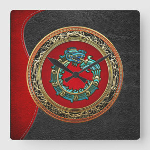 [200] Serpent God Quetzalcoatl [Jade] Quadratische Wanduhr