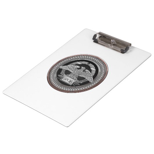 [200] Silberrömischer Kaiseradler über Medallion Klemmbrett (Schrägansicht)