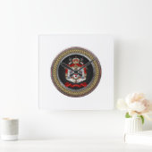 [200] Tempelwappen der Ritter Quadratische Wanduhr (Zuhause)