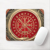 [200] Vegvisir - Viking Gold Magic Runic Compass Mousepad (Mit Mouse)