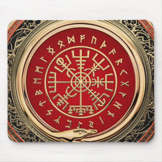[200] Vegvisir - Viking Gold Magic Runic Compass Mousepad (Vorne)