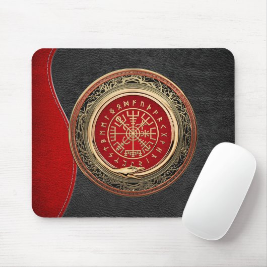[200] Vegvisir - Viking Gold Magic Runic Compass Mousepad (Mit Mouse)