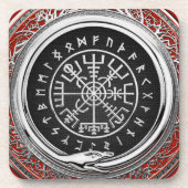 [200] Vegvisir - Viking Silver Magic Runic Compass Getränkeuntersetzer (Vorderseite)