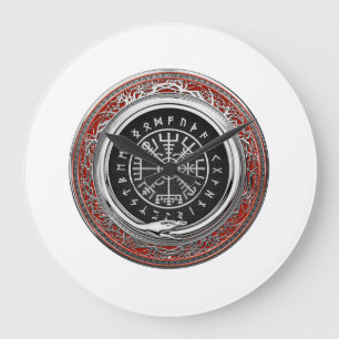 [200] Vegvisir - Viking Silver Magic Runic Compass Große Wanduhr
