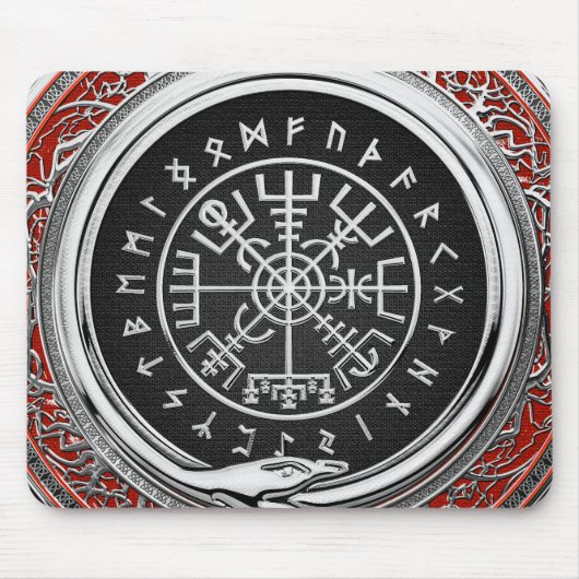 [200] Vegvisir - Viking Silver Magic Runic Compass Mousepad (Vorne)