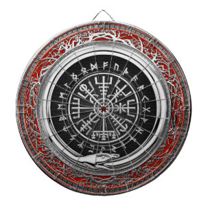 [200] Vegvisir - Vikings silberner magischer Runic Dartscheibe