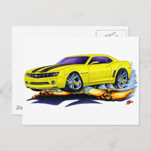 2010 Camaro Gelb-Schwarz-Auto Postkarte (Vorne/Hinten)