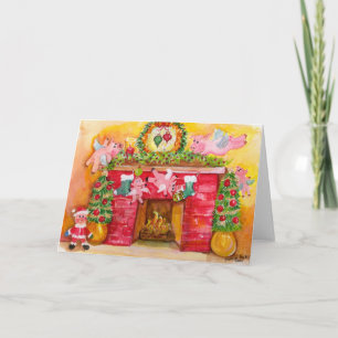 2010 fliegende Schweine verzieren Herd u. Zuhause Feiertagskarte