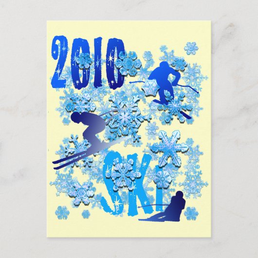 2010 Skifahrerkarten für Skifahrer Postkarte (Vorderseite)