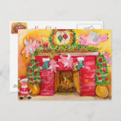 2010 Weihnachtsdekoration Fliegender Schweine Post Feiertagspostkarte (Vorne/Hinten)