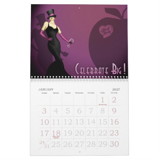 2011 Kalender rosa Damen-Amerikas (Jan 2027)