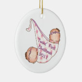 2011 Zwillings-erste Weihnachtsverzierung Keramik Ornament (Rechts)