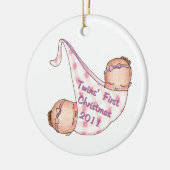 2011 Zwillings-erste Weihnachtsverzierung Keramik Ornament (Links)