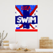 2012 Cool USA Swim Sports Art Canvas Print Gift Poster (Küche)