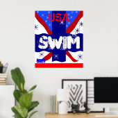 2012 Cool USA Swim Sports Art Canvas Print Gift Poster (Heimbüro)