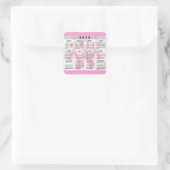 2012 KALENDER PINK RIBBONS BREAST CANCER AWARENESS QUADRATISCHER AUFKLEBER (Tasche)