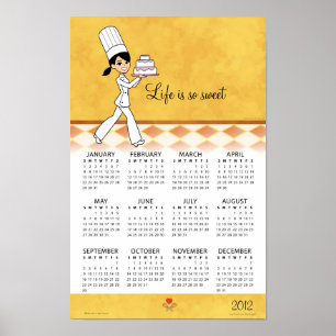 2012 Küchenkalender mit Koch Cake Art Poster
