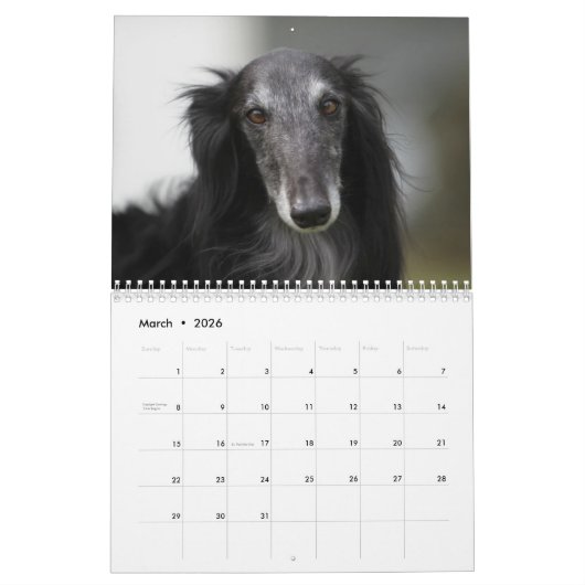 2012 seidenes Windhounds Kalender (Mär 2026)