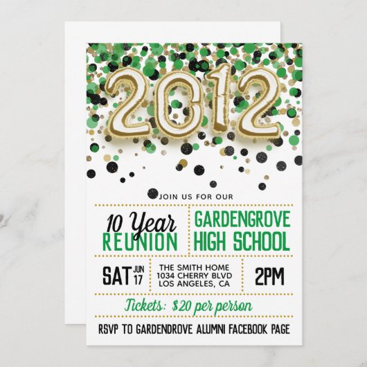 2012 Wiedersehen zur Uni der High School Einladung (Vorne/Hinten)