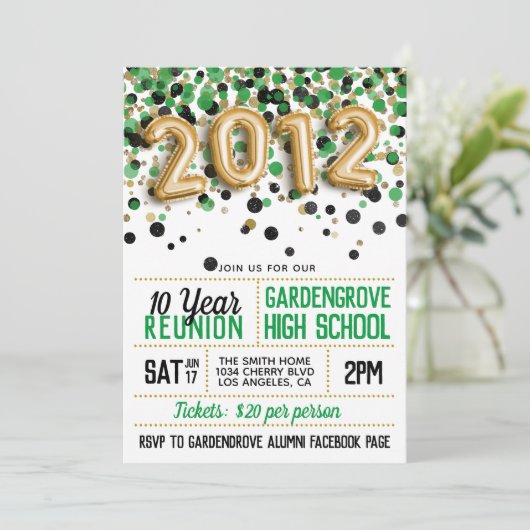 2012 Wiedersehen zur Uni der High School Einladung (Stehend Vorderseite)