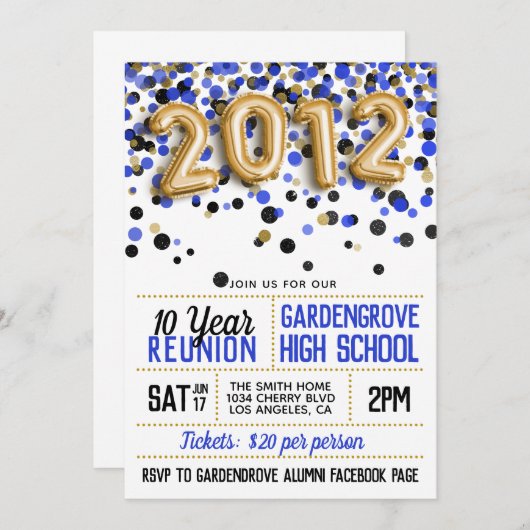 2012 Wiedersehen zur Uni der High School Einladung (Vorne/Hinten)