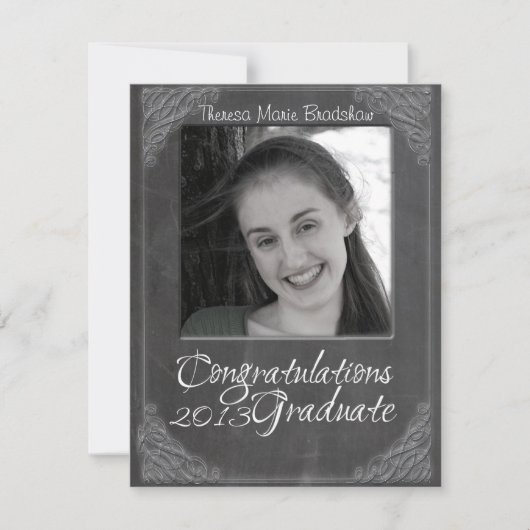 2013 Chalk Blackboard Foto Abschluss Einladung (Vorderseite)